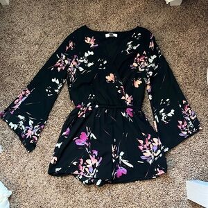 Floral Black Romper